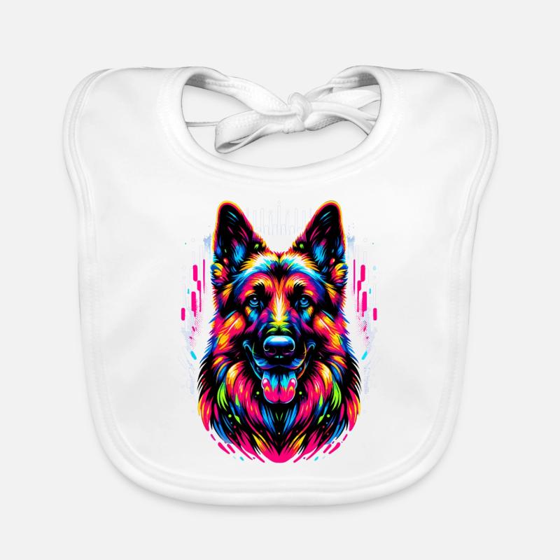 German Shepherd, German Shepherd - Organic Baby Bibs - white