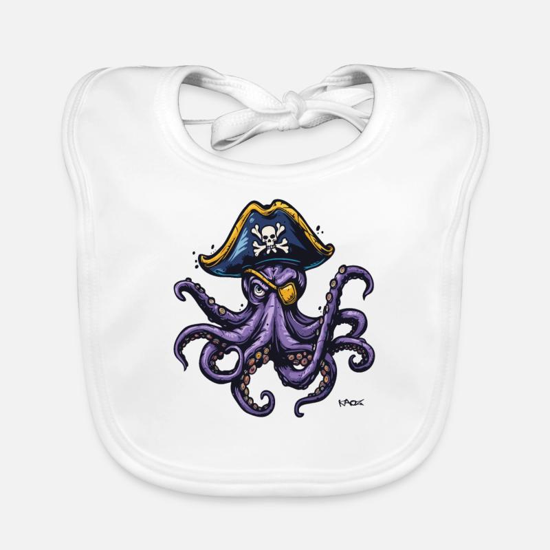 Le pirate Kraken - Bavoir bio Bébé - blanc