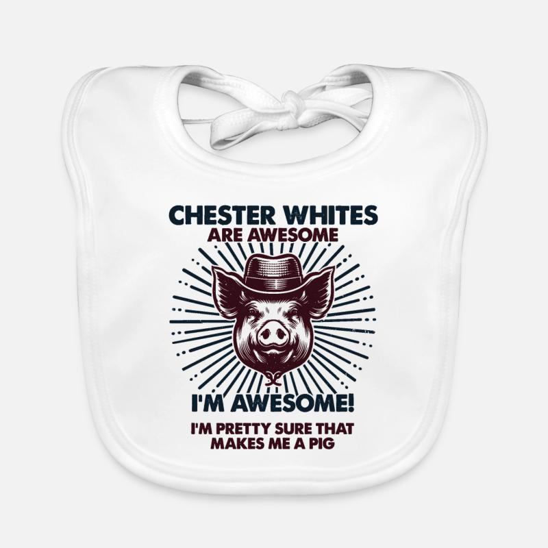 Cochon Papa Maman - Fermier Chester White Bavoir bio Bébé