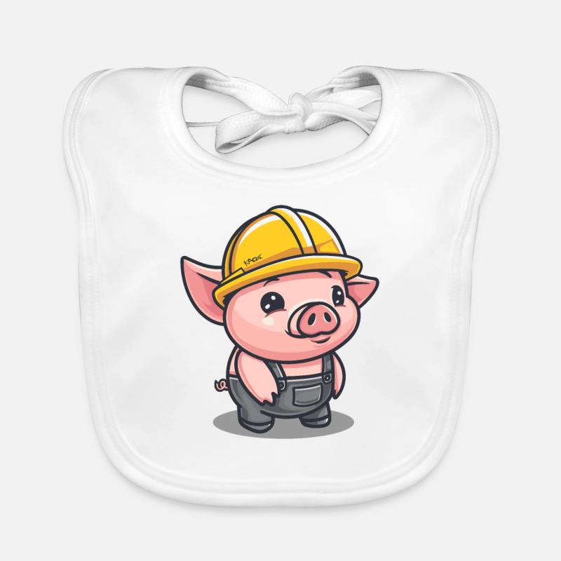 Arbeit als Handwerker Bauarbeiter Schwein Baby Bio-Lätzchen