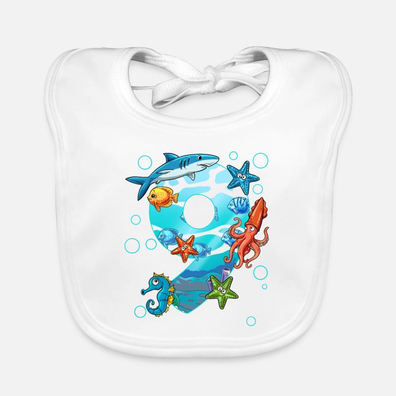 9e anniversaire créatures marines Bavoir bio Bébé