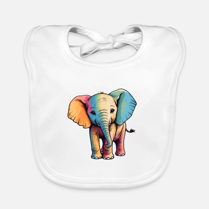 Éléphant Coloré Mignon Éléphant Bébé Mandala Hindi Bavoir bio Bébé