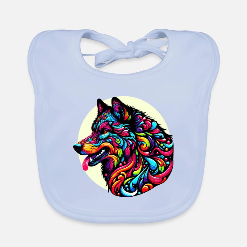 Wolf, Wolfskopf Baby Bio-Lätzchen