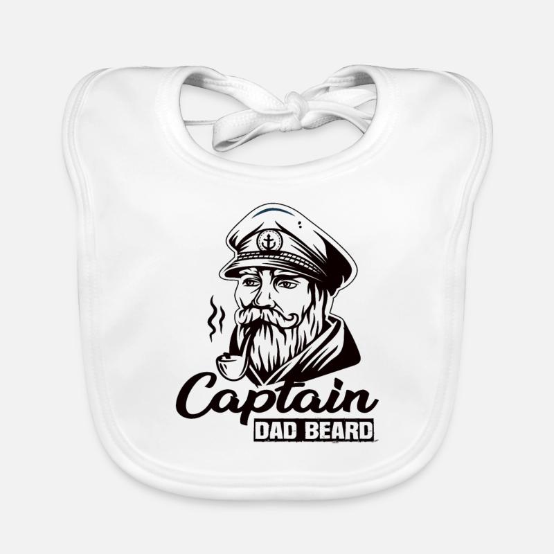 Captain Dad Beard Captain Boat Sailing Sailor Organic Baby Bibs