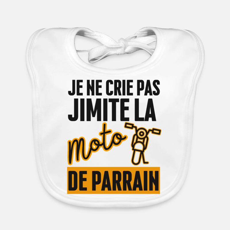 Je ne Crie pas J'imite la Moto de Parrain - Bavoir bio Bébé - blanc