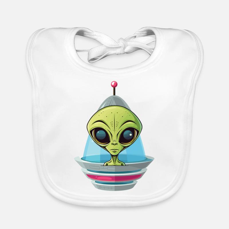 Une tête d’extraterrestre regarde hors du vaisseau spatial Bavoir bio Bébé