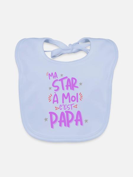 My star is Dad Funny Gift - Organic Baby Bibs - sky blue - Front