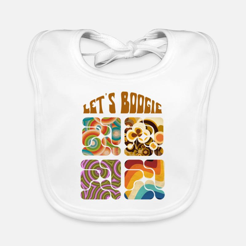 Let's boogie retro pattern Organic Baby Bibs