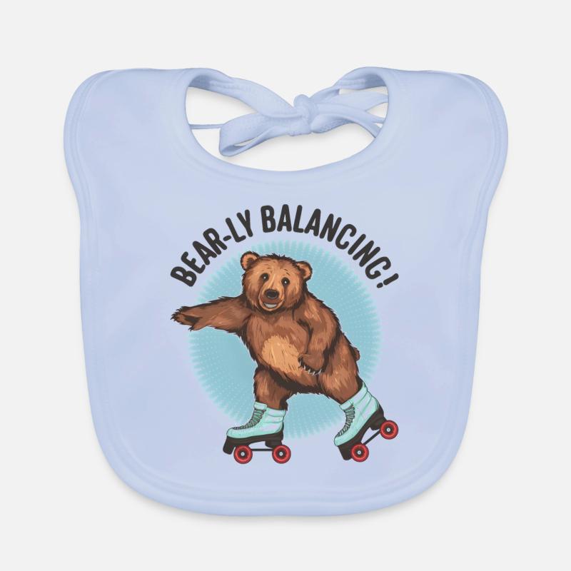 Ours Roller Skating « Bear-ly Balancing ! » Bavoir bio Bébé