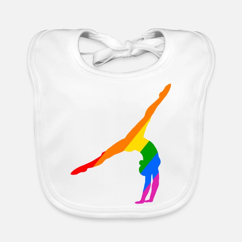 Handstand in rainbow Organic Baby Bibs