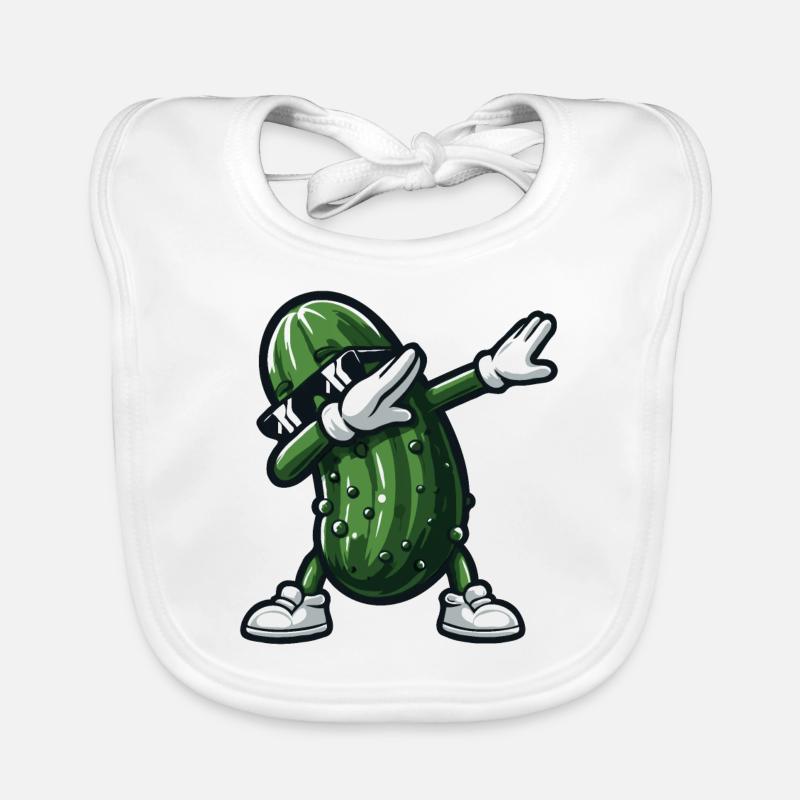 Dabbing Cornichon Dab Concombre Cornichon à l’aneth Drôle - Bavoir bio Bébé - blanc