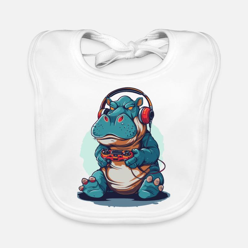 Hippo Video Game Organic Baby Bibs
