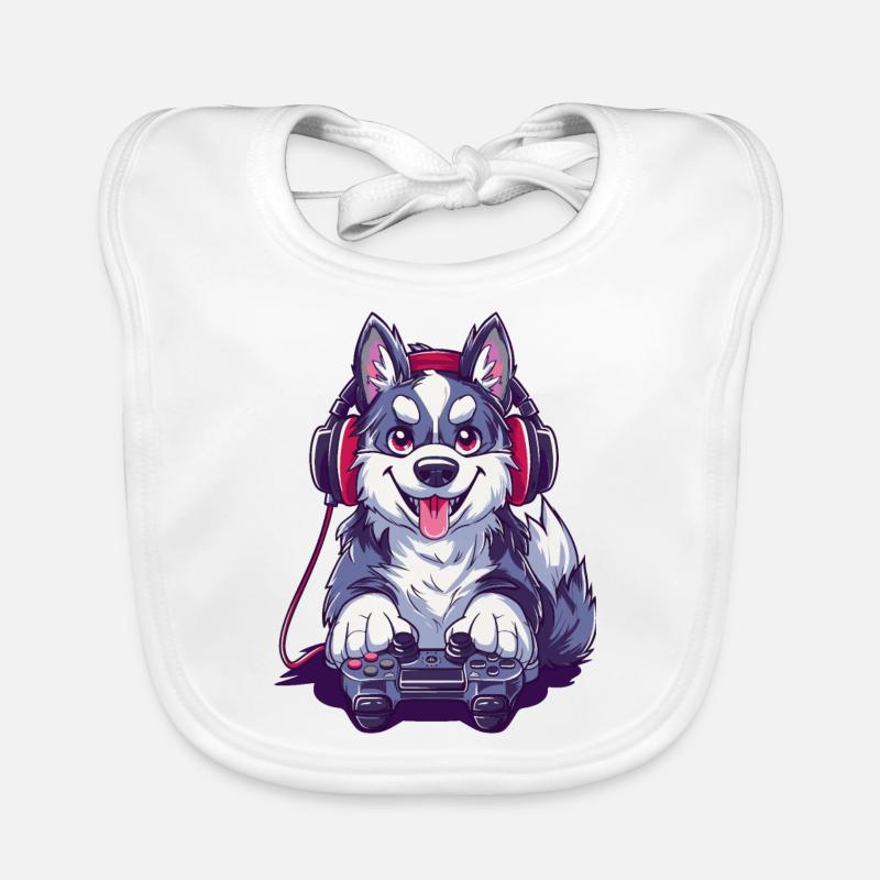 Husky Video Game Organic Baby Bibs