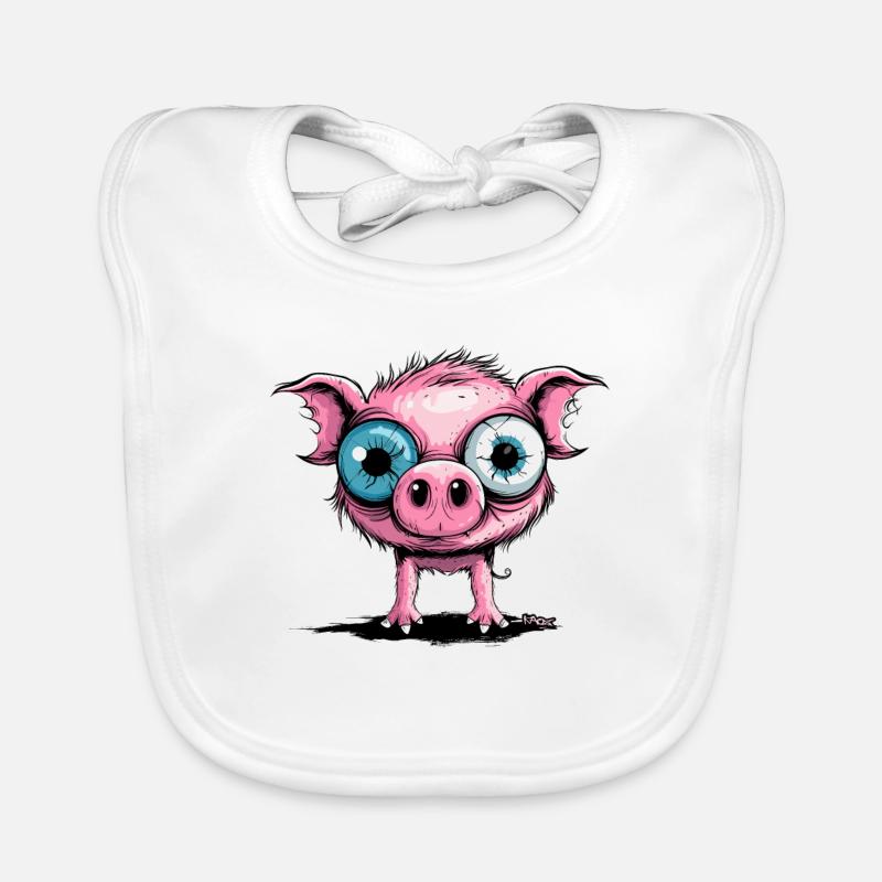 Großäugiges Ferkel-Schweinchen-Schwein Baby Bio-Lätzchen