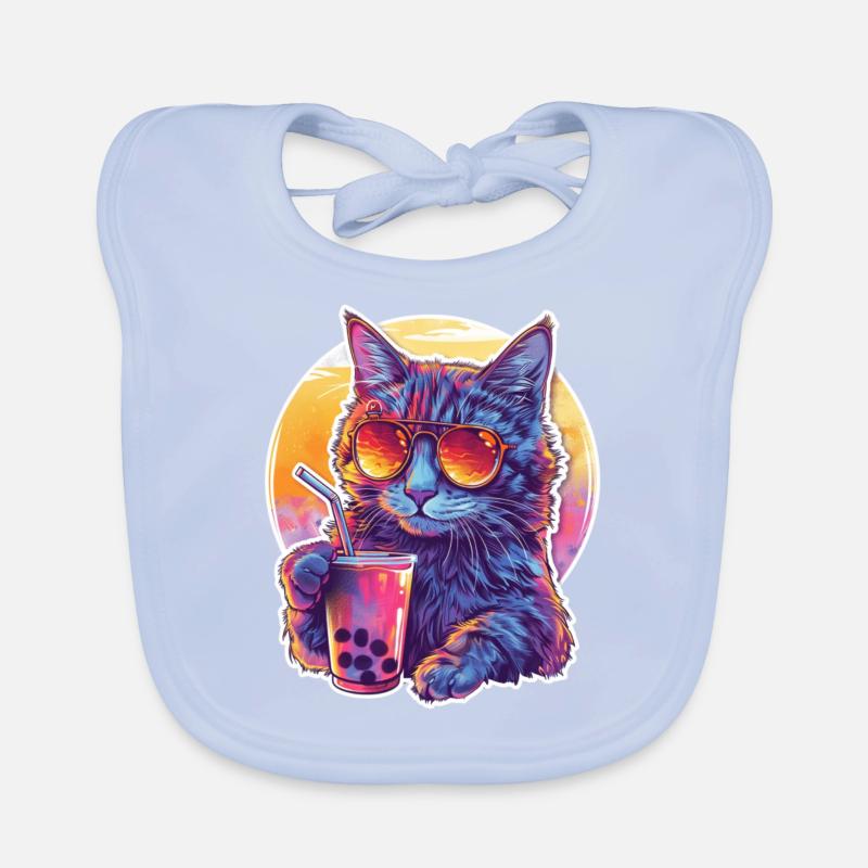 Bubble Tea Getränk Lover Kitten Drink Comic Baby Bio-Lätzchen