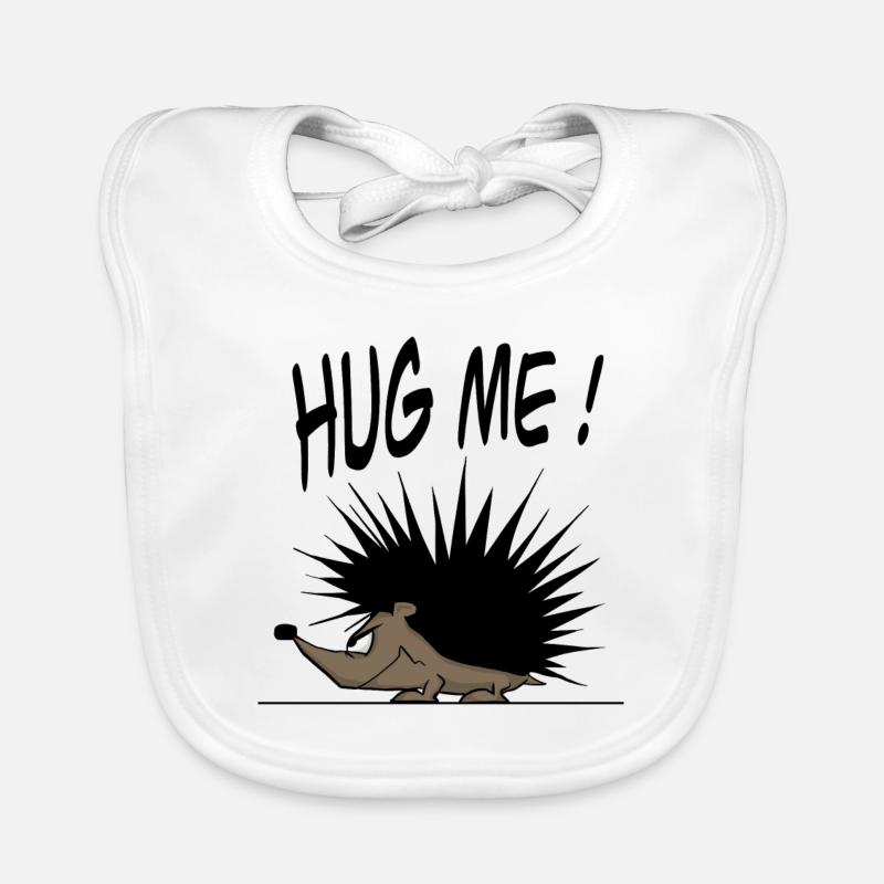 Drôle de hérisson dit HUG ME ! Style de bande dessinée Bavoir bio Bébé
