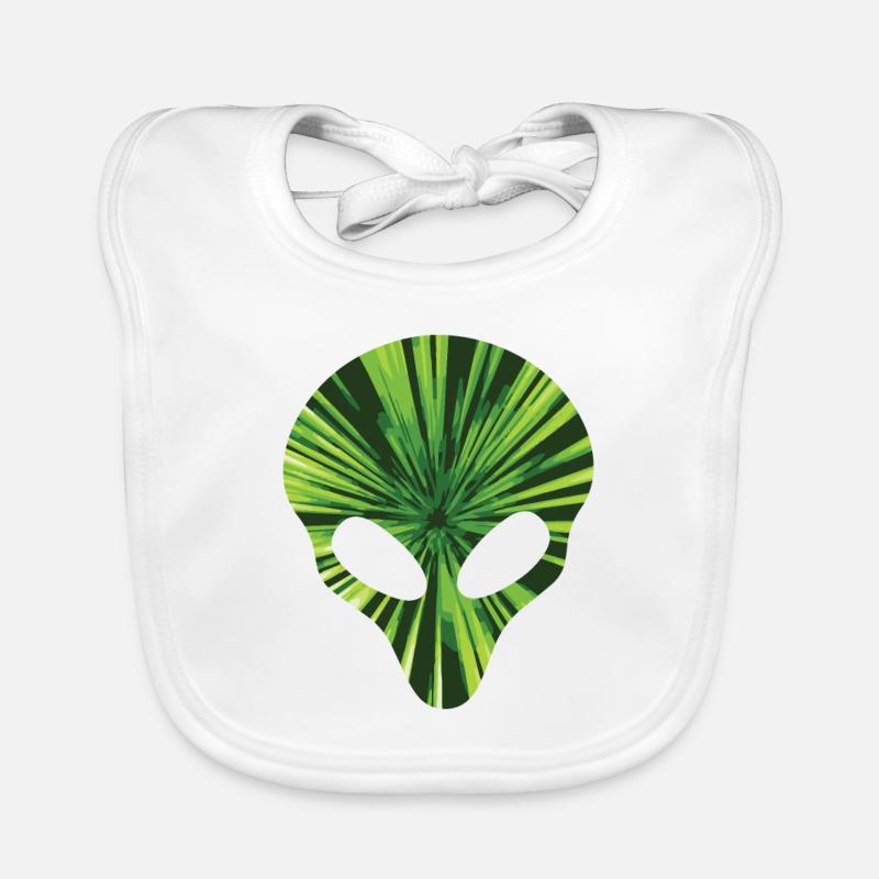 Alien Head Glowing Green T-Shirt Funny Space UFO Organic Baby Bibs