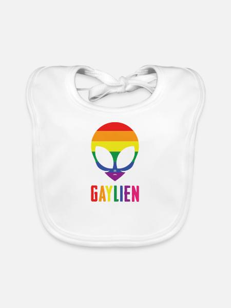 Gaylien T-Shirt Drôle Extraterrestre Gay Pride - Bavoir bio Bébé - blanc - Devant