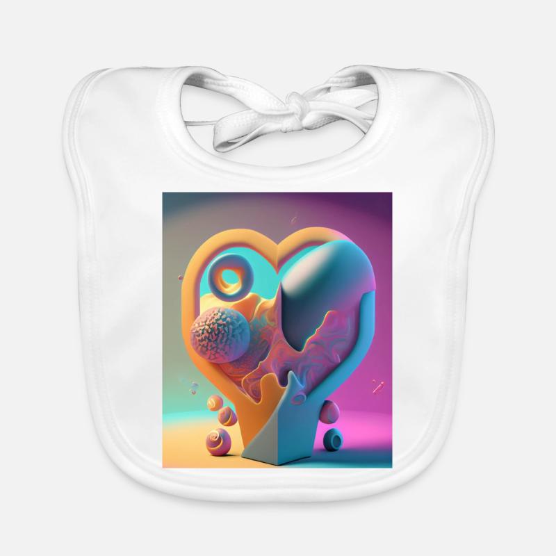 Coeur sculpté dans la pierre : explosion abstraite de couleurs Bavoir bio Bébé