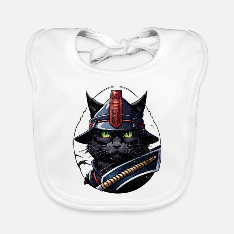Ninja Cat - Samurai Kitten Organic Baby Bibs