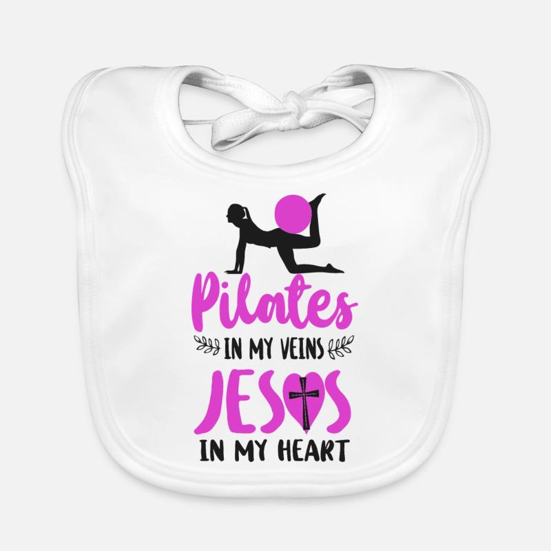 Instructeur de Pilates Enseignant Jésus - Bavoir bio Bébé - blanc