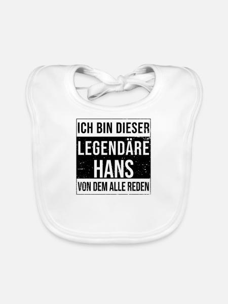 Ich bin dieser legendäre für Hans - Baby Bio-Lätzchen - Weiß - Vorne