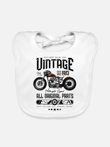 Vintage Motorrad Biker Motorrad Geburtstag 1983 - Baby Bio-Lätzchen - Weiß - Vorne
