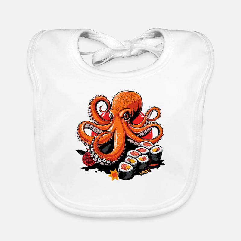 Funny Japanese Octopus Sushi Organic Baby Bibs