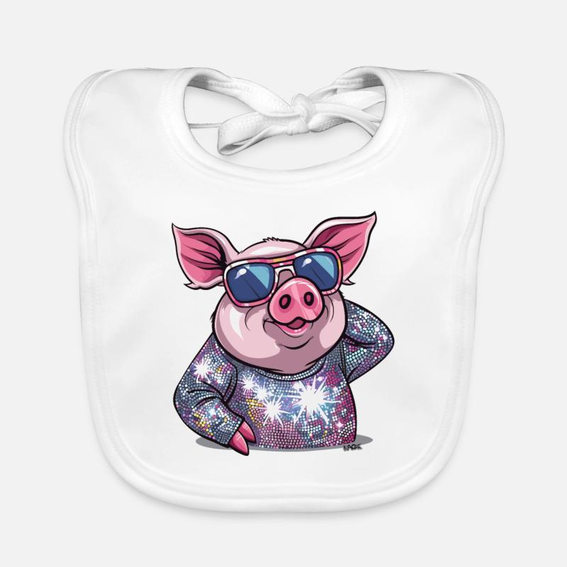 Cochon de danse disco scintillante Diva Bavoir bio Bébé