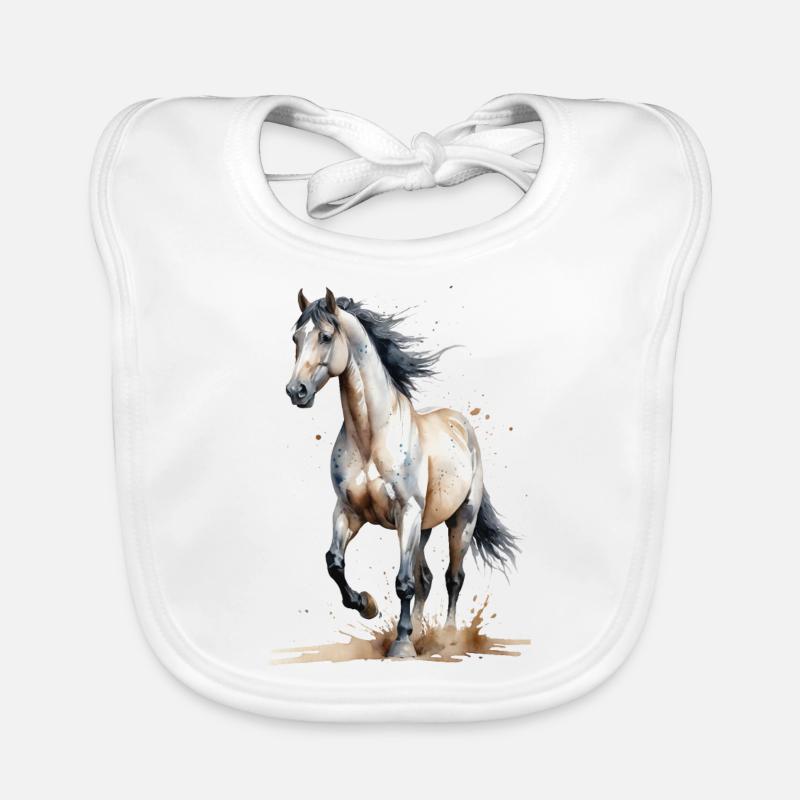 Aquarell Pferd fängt den Wind ein Baby Bio-Lätzchen