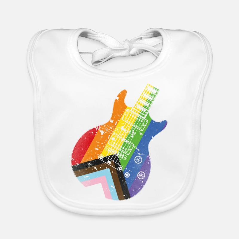 Pride Progress Flag Gitarre Baby Bio-Lätzchen