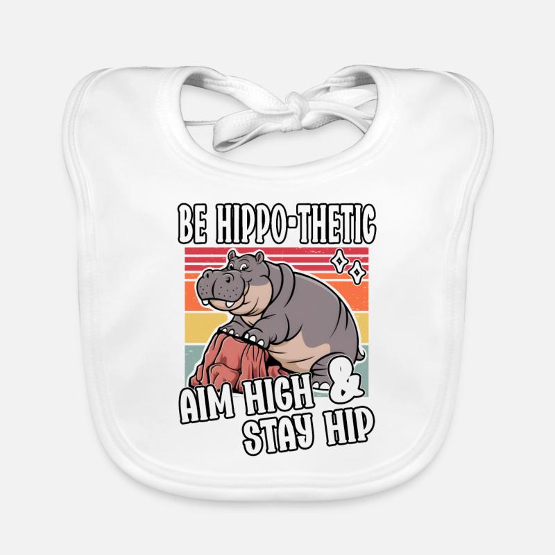 Be Hippo-thetic Aim High Stay Hip Funny Hippo Organic Baby Bibs