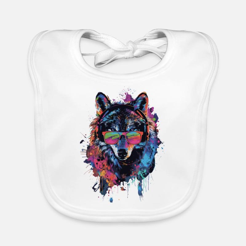 Wolf - Baby Bio-Lätzchen - Weiß