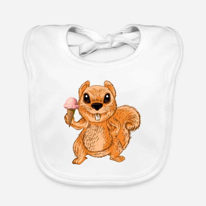 Ice-Cream Squirrel Chipmunks Cute Funny Animal Organic Baby Bibs