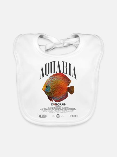 Diskus-Buntbarsch Fish Keeper Moderne Streetwear - Baby Bio-Lätzchen - Weiß - Vorne