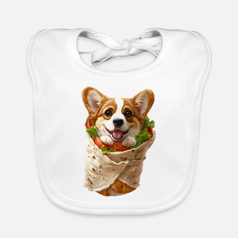 Corgi Burrito - Bavoir bio Bébé - blanc