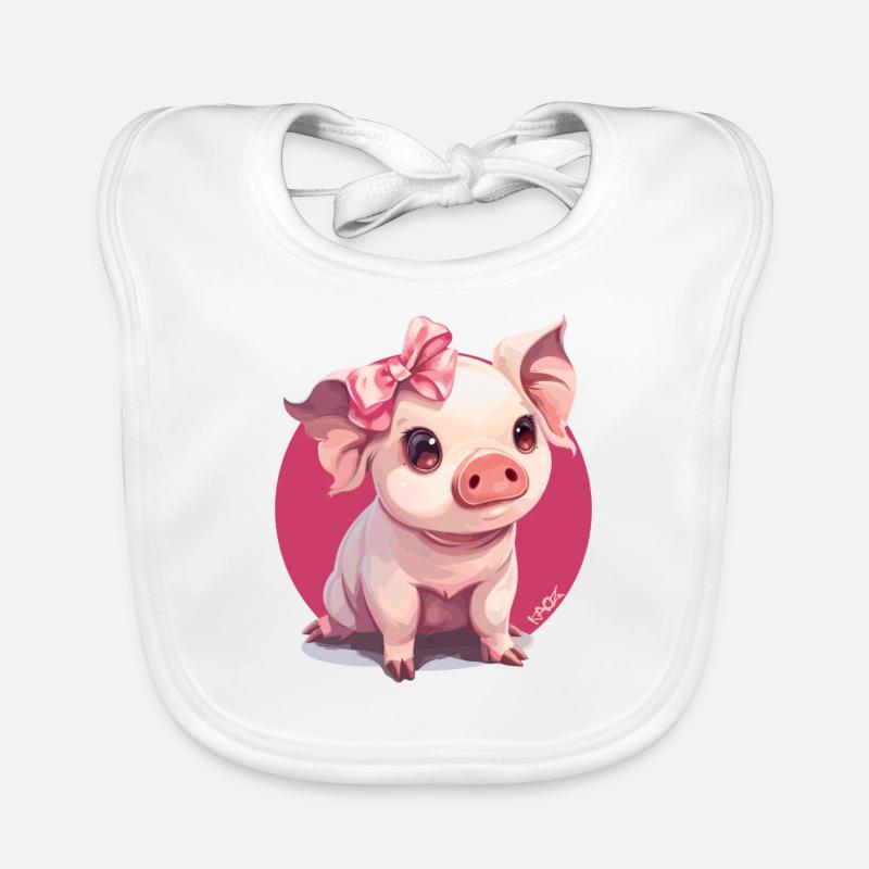 Petit cochon mignon avec nœud Bavoir bio Bébé