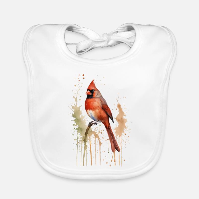 Nördlicher Kardinal Aquarell - Lebendiger Vogel Baby Bio-Lätzchen