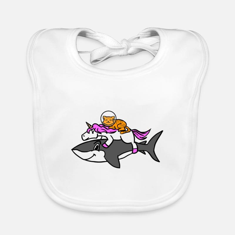 Chat de l’espace chevauchant une licorne chevauchant un requin Graphique Bavoir bio Bébé
