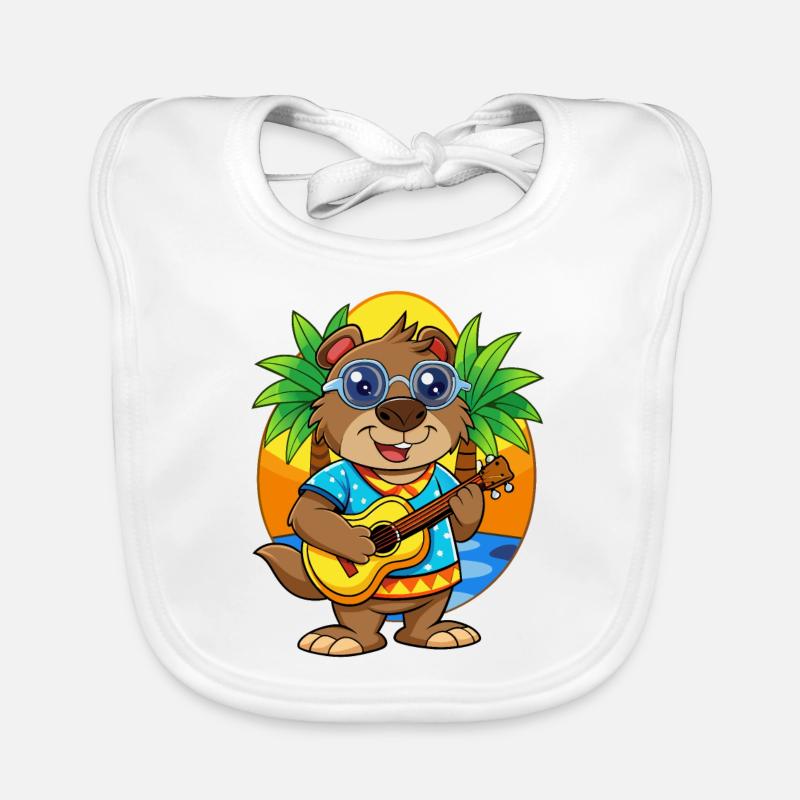 Lunettes de soleil de plage d’été de dessin animé de castor drôle Bavoir bio Bébé