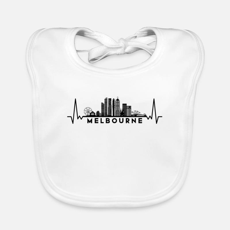 Herzschlag Skyline Australien Melbourne - Baby Bio-Lätzchen - Weiß
