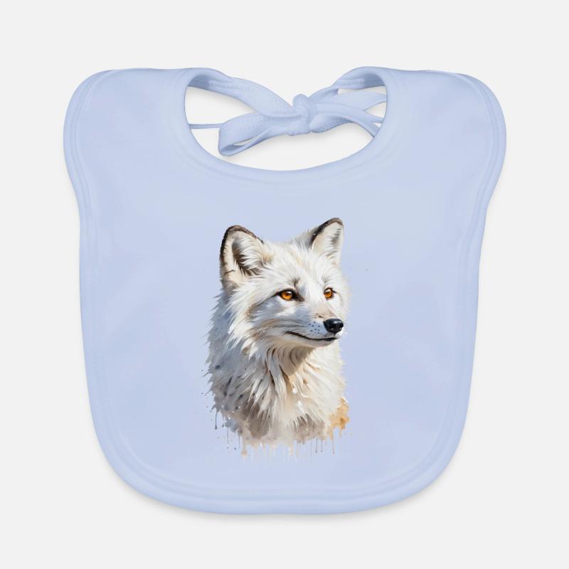 Majestic Arctic Fox Watercolor Organic Baby Bibs