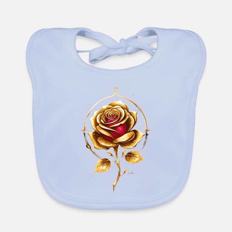 Belle rose dorée et rouge Bavoir bio Bébé