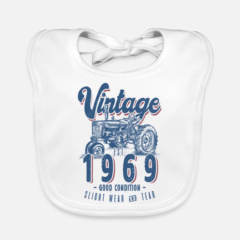 Oldtimer-Traktor-Farmer-Geburtstag geboren 1969 Baby Bio-Lätzchen