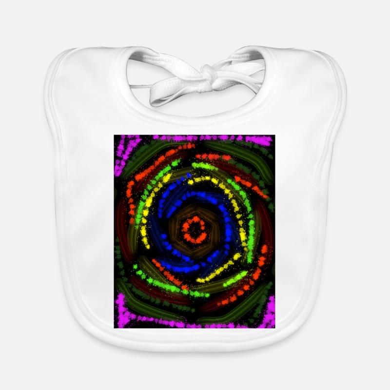 Concentric Colored Lines, Abstract Drawing Organic Baby Bibs