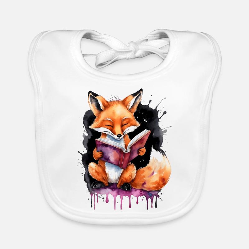 Fuchs Lesen Buch Bunt Tier Design Print Baby Bio-Lätzchen