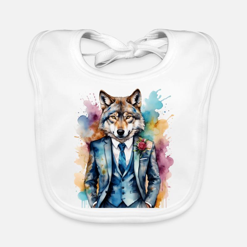 Wolf Anzug Bunt Tier Design Print Baby Bio-Lätzchen