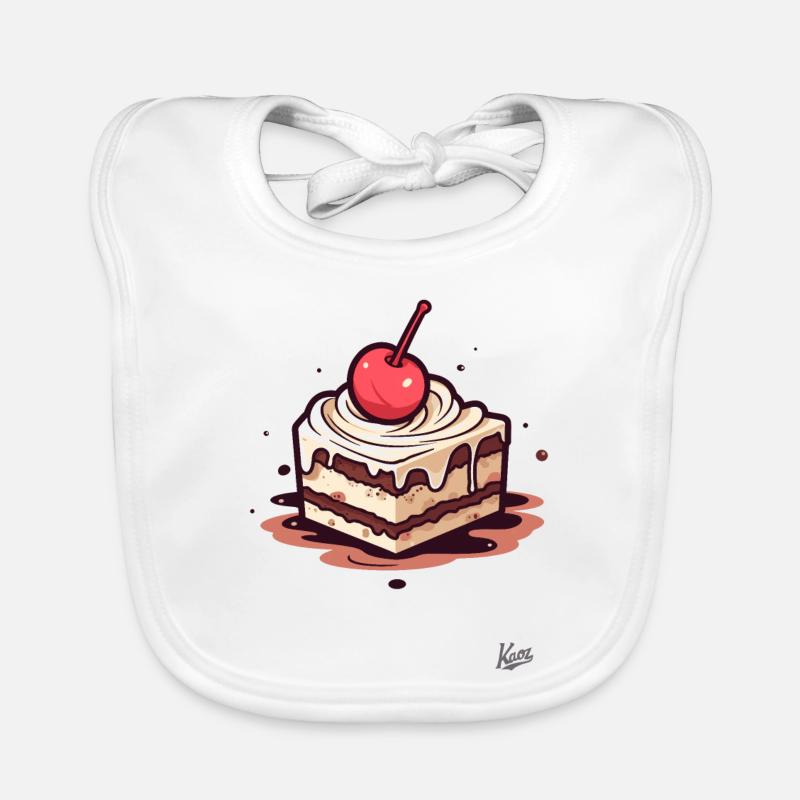 Chocolate nut cake with cherry on top Organic Baby Bibs