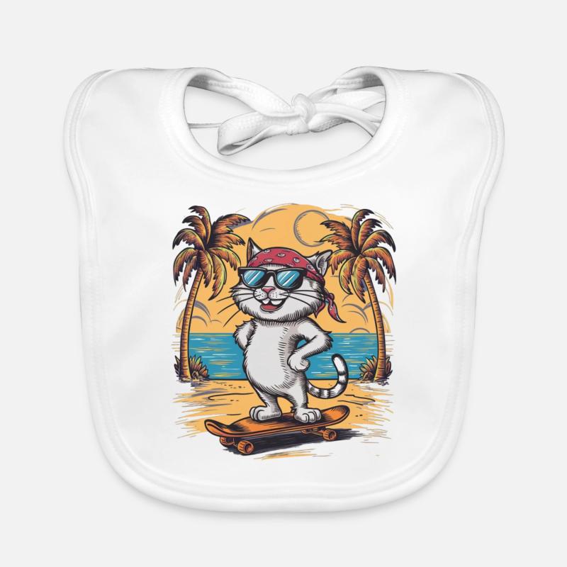 chat skate - chaton mignon et cool Bavoir bio Bébé