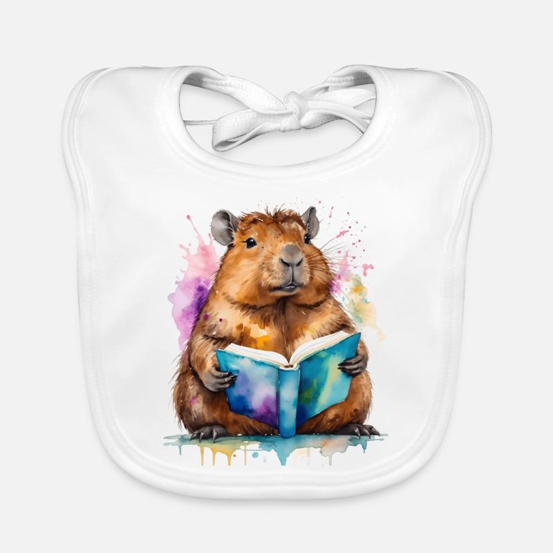 Livre de lecture Capybara Capy Imprimé de conception animale colorée Bavoir bio Bébé